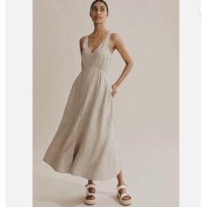 Country Road Womens Flare Linen‎ Dress Size 6 Beige Minimalist Lagenlook